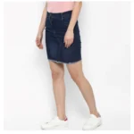 Generic Women's Denim Stitching Pattern Buttoned Skirt (Blue) - Image 3