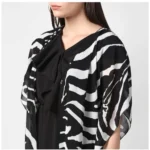 Generic Women's Polyester Printed Short Sleeve Shrug (Black) - Image 3