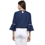 Womens Blue Bell Sleeve Top - Angle 6