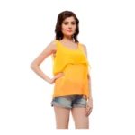 Generic Women's Polyester Solid Sleeveless Regular Top (Orange) - Image 5