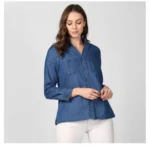 Generic Women's Denim Solid Long Sleeves Top (Blue) - Image 7