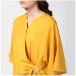 Generic Women's Polyester Solid Cape Sleeve Top (Yellow) - Image 2