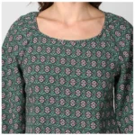 Generic Women's Polyester Printed 3-4th Sleeves Top (Green) - Image 2