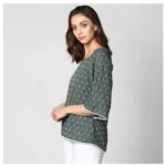 Generic Women's Polyester Printed 3-4th Sleeves Top (Green) - Image 3