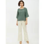 Generic Women's Polyester Printed 3-4th Sleeves Top (Green) - Image 3