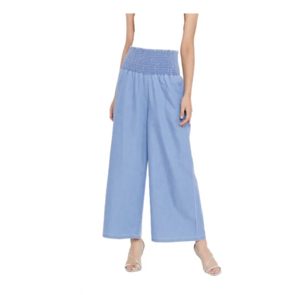 Women's Smocked Denim Trousers