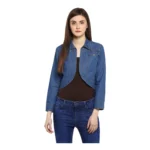 Blue Solid Denim Shrug for Women