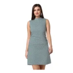 Green Striped Sleeveless Above Knee Dress for Women