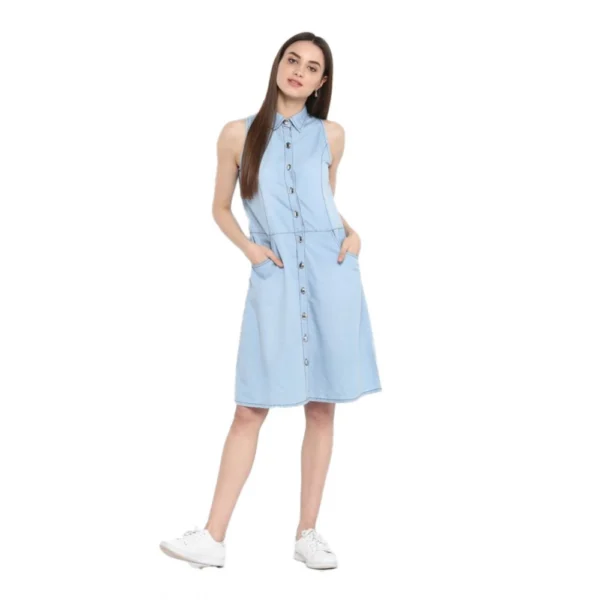 Blue Denim Sleeveless Dress