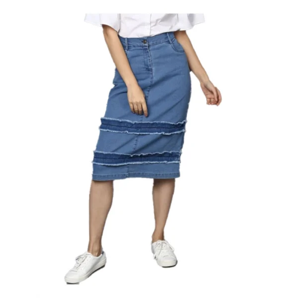 Blue Washed Denim Skirt for Women
