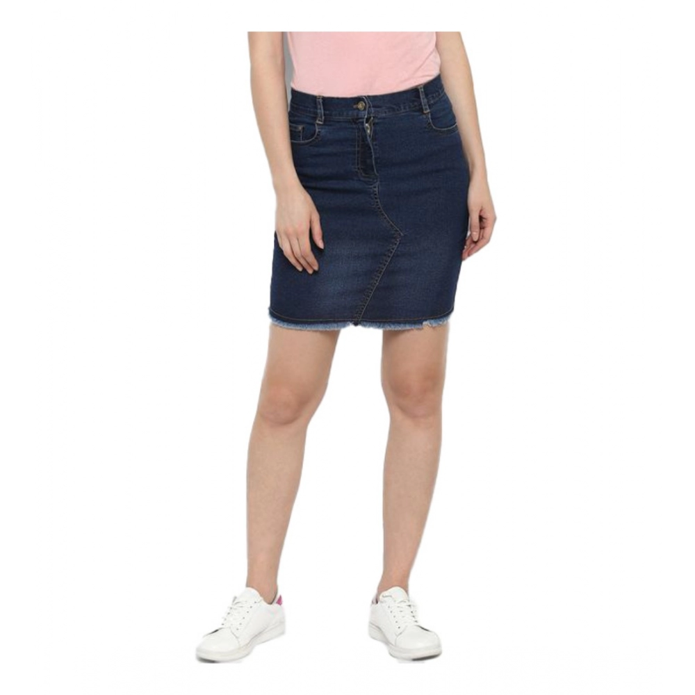 Blue Denim Stitching Skirt for Women