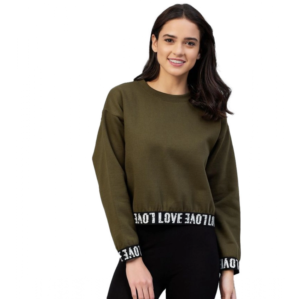 Olive Fleece Long Sleeve Sweatshirt