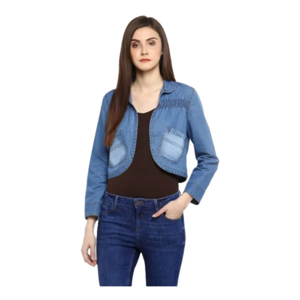 Blue Denim Smocking Shrug for Women