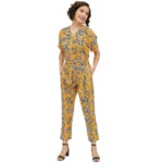 Yellow Printed Half Sleeve Jumpsuit