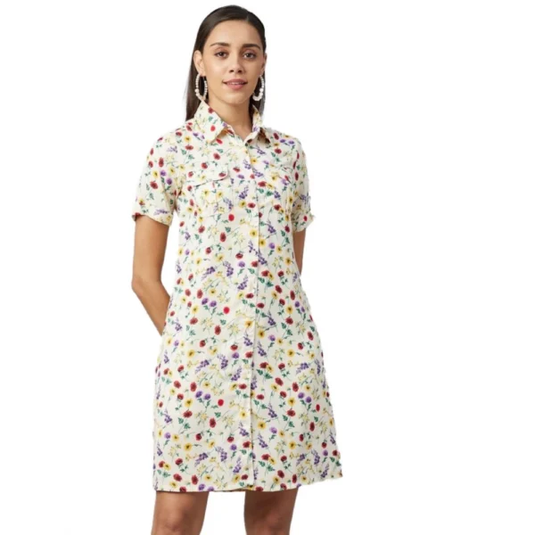Multicolor Floral Short Sleeve Dress