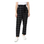 Black White Checkered Trousers for Women