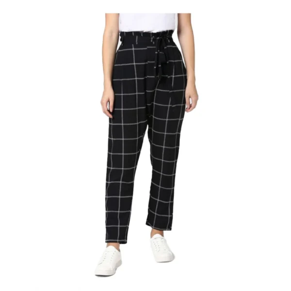 Black White Checkered Trousers for Women