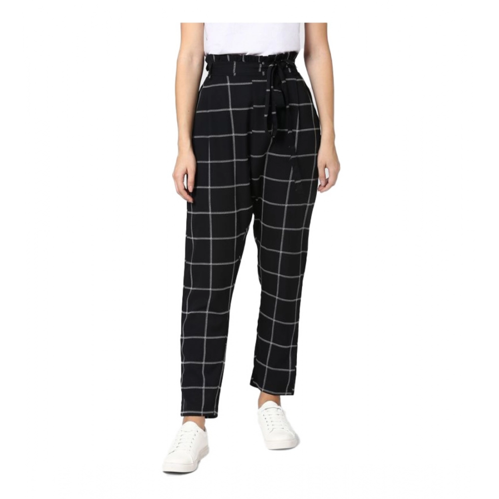Black White Checkered Trousers for Women