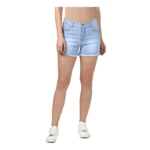 Blue Denim Buttoned Shorts for Women