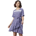 Lavender Polka Bell Sleeve Above Knee Dress for Women