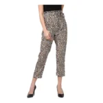 NariHaat Women's White Yellow Animal Print Trousers