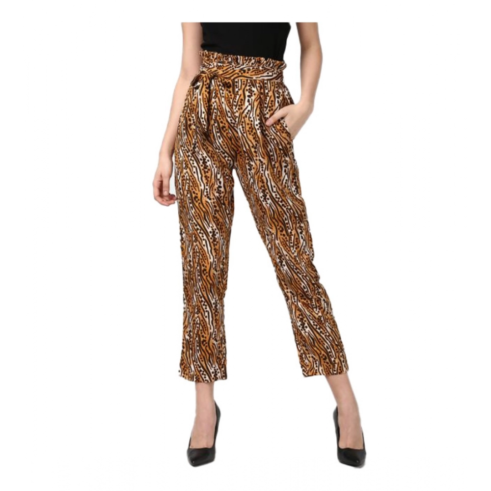 NariHaat Women's Orange Black Animal Print Trousers
