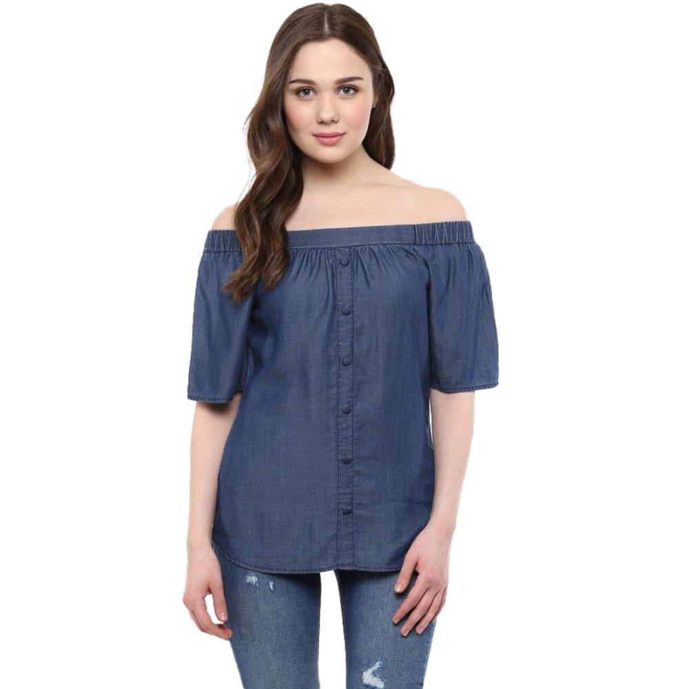 Blue Denim Off Shoulder Top