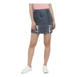 Blue Denim Tie-Up Skirt for Women