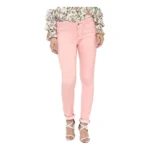 Pink Denim Buttoned Jeans for Women