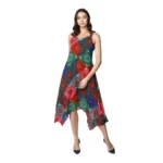 Multicolor Polyester Asymmetrical Dress