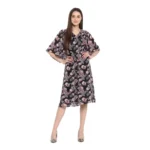 Black Multicolor Polyester Floral Dress