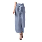 NariHaat Women's Blue Striped Polyester Trousers