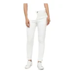 White Denim Buttoned Jeans for Women