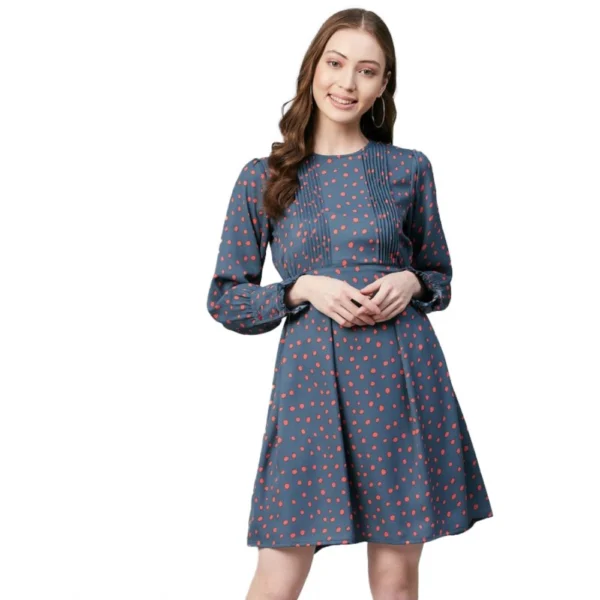 Grey Coral Polka Dot Dress for Women