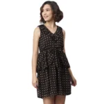 Black Peplum Sleeveless Above Knee Dress for Women