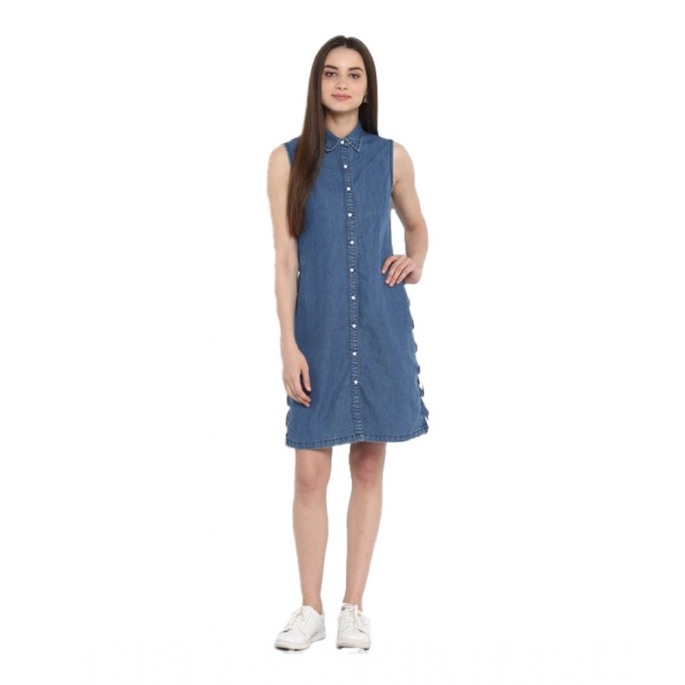 Blue Denim Sleeveless Dress