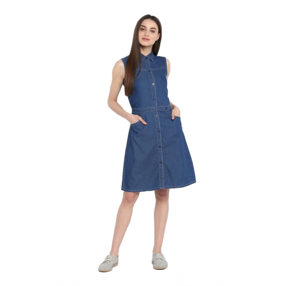 Blue Denim Sleeveless Dress