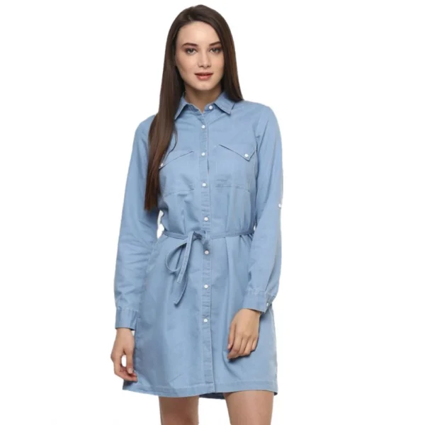 Blue Denim Long Sleeve Dress