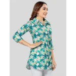 Generic Women's Cotton Blend Collared Neck 3/4 Sleeves Short Top (Green) - Image 5