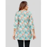 Generic Women's Cotton Blend Round Neck 3/4 Sleeves Short Top (Cream) - Image 6