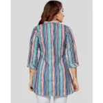 Generic Women's Cotton Blend Mandarin Collar 3/4 Sleeves Short Top (Multicolor) - Image 6