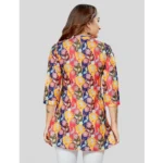 Generic Women's Cotton Blend Mandarin Collar 3/4 Sleeves Short Top (Multicolor) - Image 6