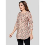 Generic Women's Cotton Blend Round Neck 3/4 Sleeves Short Top (Multicolor) - Image 2