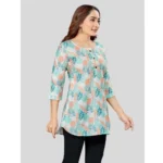 Generic Women's Cotton Blend Round Neck 3/4 Sleeves Short Top (Cream) - Image 5