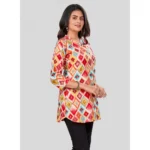 Generic Women's Rayon Collared Neck 3/4 Sleeves Short Top (Red) - Image 5