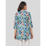 Generic Women's Rayon Collared Neck 3/4 Sleeves Short Top (Multicolor) - Image 6