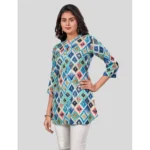 Generic Women's Rayon Collared Neck 3/4 Sleeves Short Top (Multicolor) - Image 2