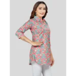 Generic Women's Cotton Blend Collared Neck 3/4 Sleeves Short Top (Teal Green) - Image 5