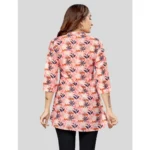 Generic Women's Cotton Blend Mandarin Collar 3/4 Sleeves Short Top (Pink-Navy Blue) - Image 6