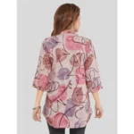 Generic Women's Rayon Mandarin Collar 3/4 Sleeves Short Top (Pink) - Image 6